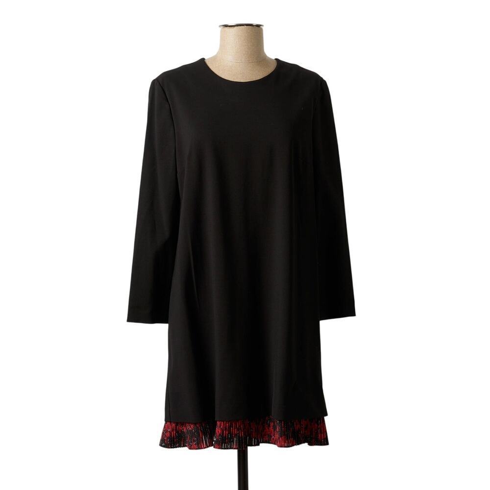 JUST CAVALLI Roberto Cavalli Midi Black Shift Dress W/ Multi Trim Size 8 Wool